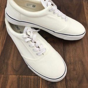 Toms Alpargata Fenix Lace Up White Washed Canvas Sneakers womens size 10